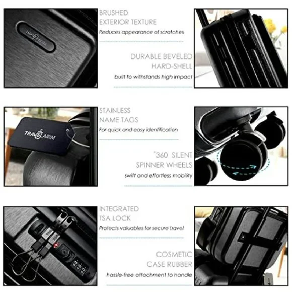 20-Inch Hard Shell Carry-On Luggage with Spinner Wheels & Cosmetic Case